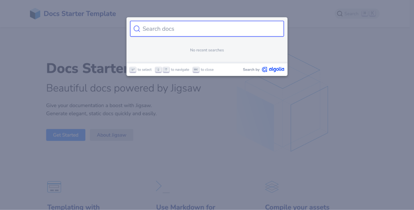 Screenshot of search results